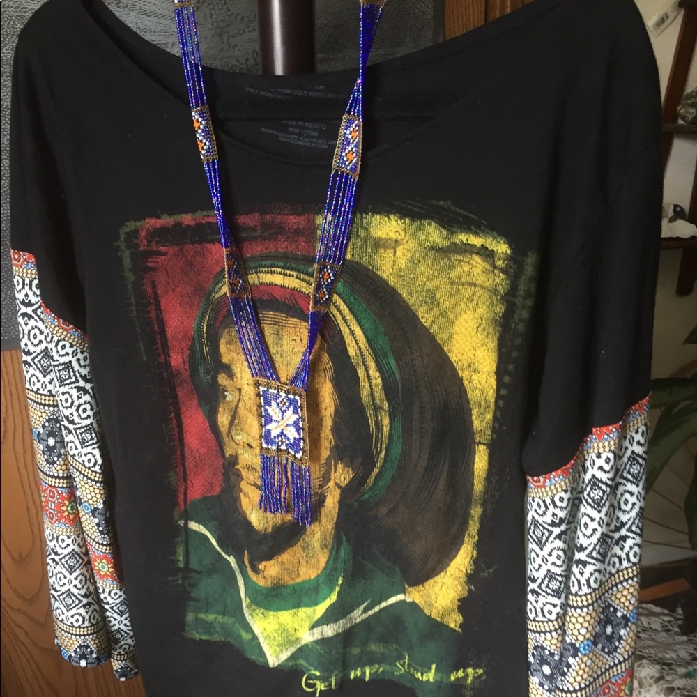 Bob Marley up cycled festival top